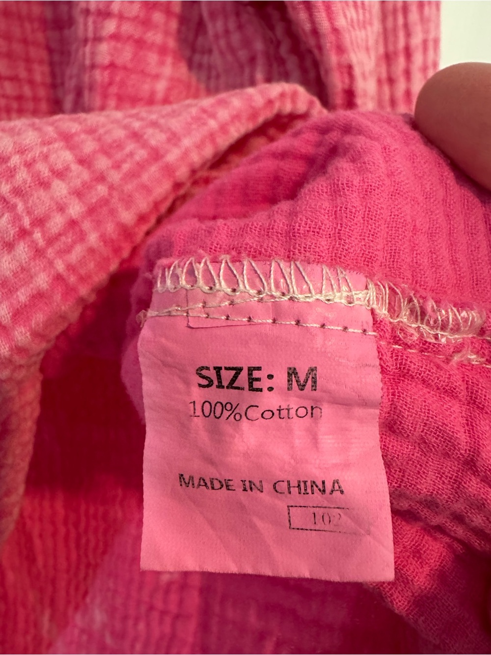 Boutique Pink Cotton Double Gauze Oversized Henley Tunic Top M - Picture 2 of 6
